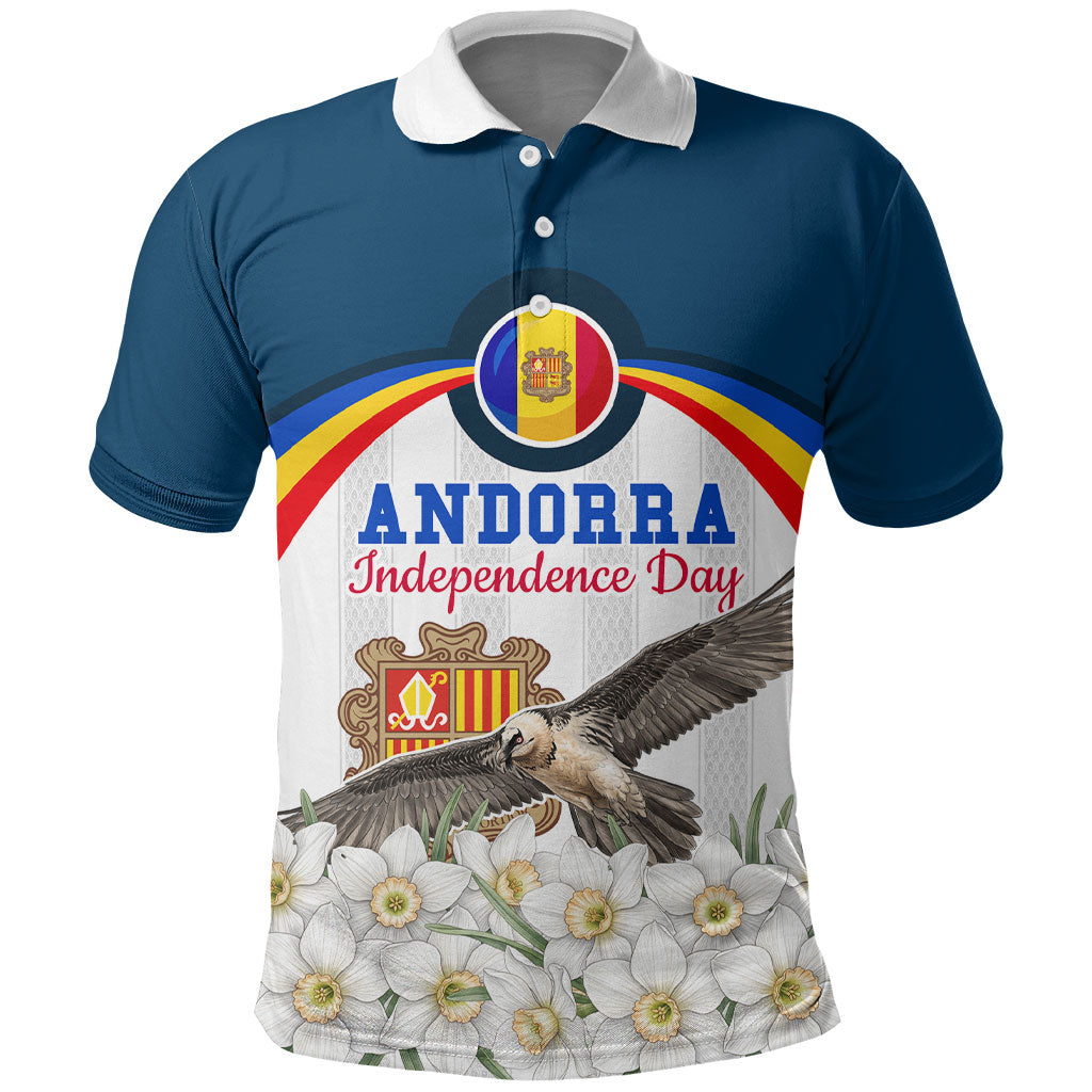 Andorra Independence Day Polo Shirt Freedom Grandella Narcissus Falcon Map Flag
