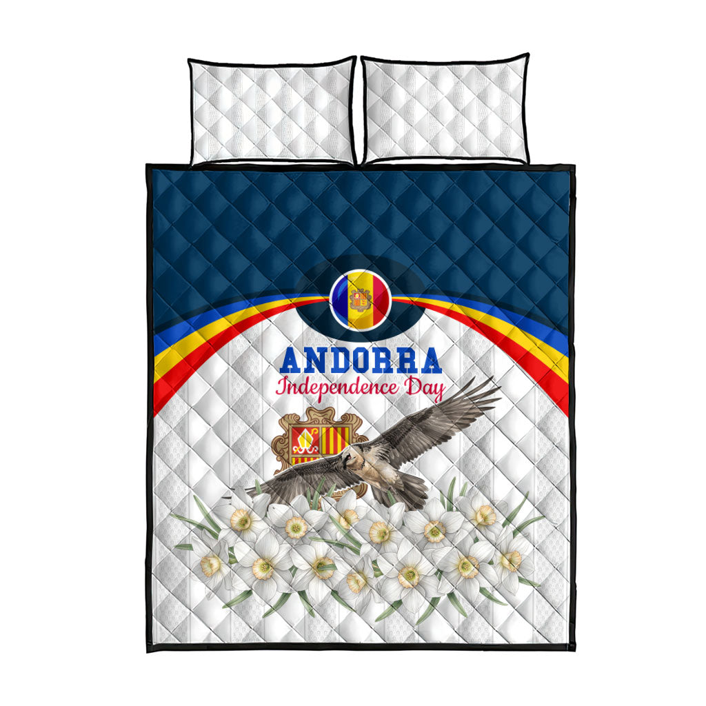 Andorra Independence Day Quilt Bed Set Freedom Grandella Narcissus Falcon Map Flag
