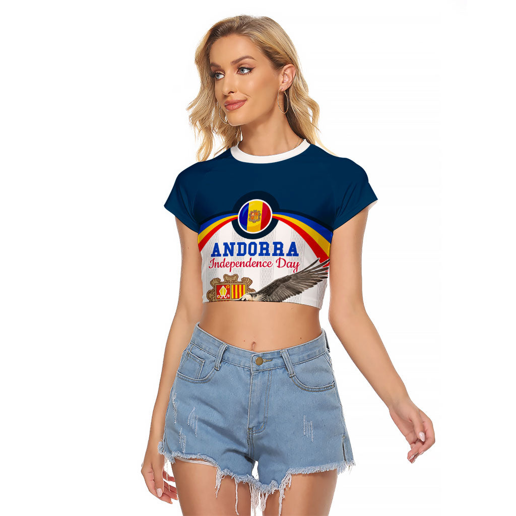Andorra Independence Day Raglan Cropped T Shirt Freedom Grandella Narcissus Falcon Map Flag