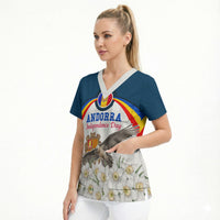 Andorra Independence Day Scrub Top Freedom Grandella Narcissus Falcon Map Flag