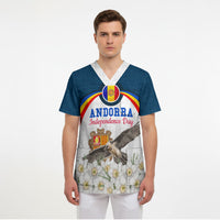 Andorra Independence Day Scrub Top Freedom Grandella Narcissus Falcon Map Flag