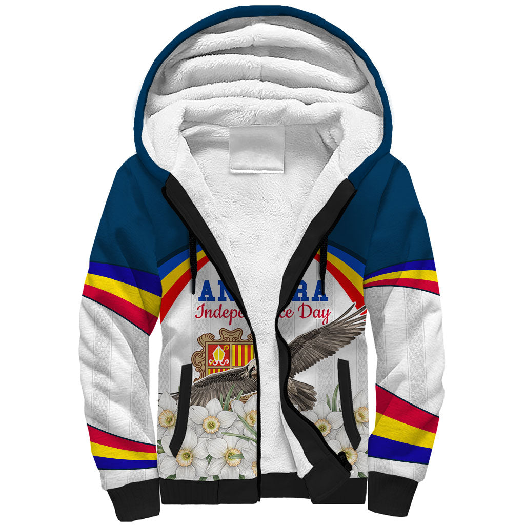 Andorra Independence Day Sherpa Hoodie Freedom Grandella Narcissus Falcon Map Flag