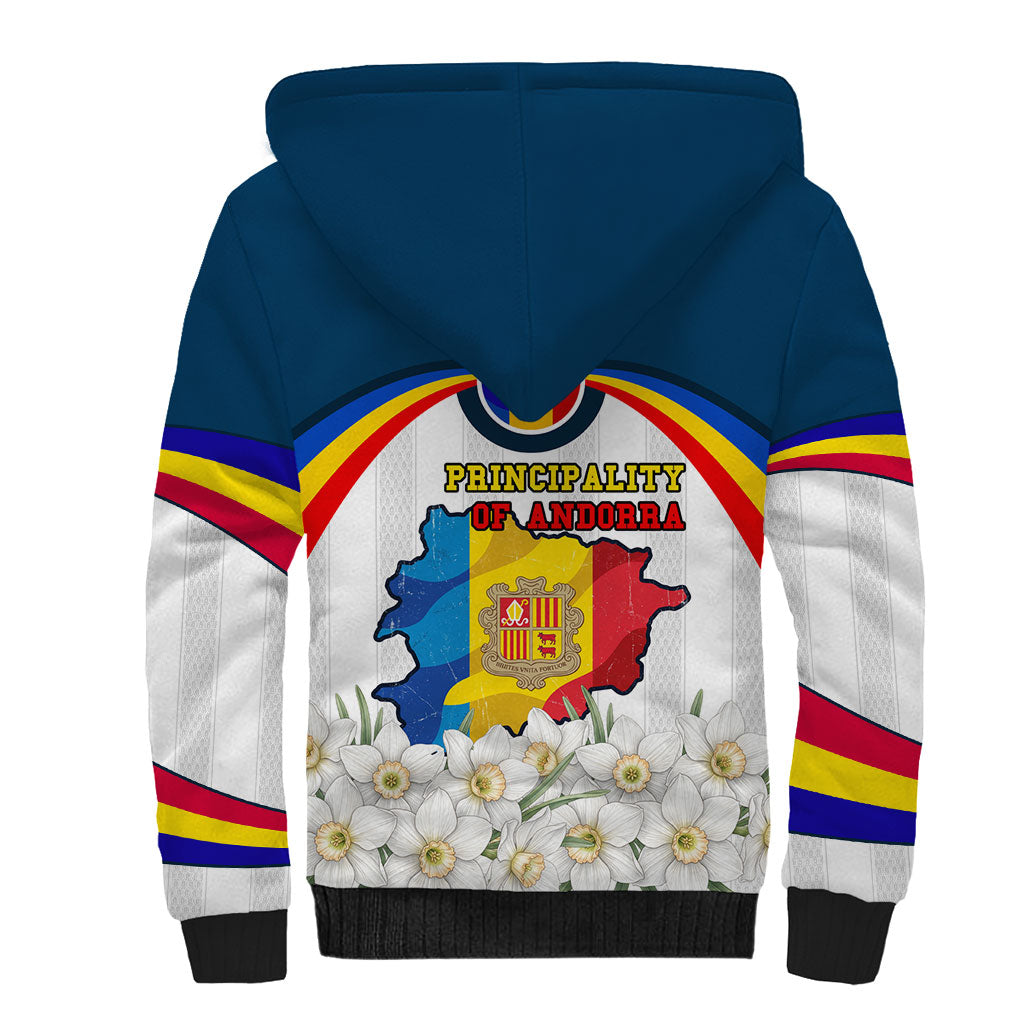Andorra Independence Day Sherpa Hoodie Freedom Grandella Narcissus Falcon Map Flag
