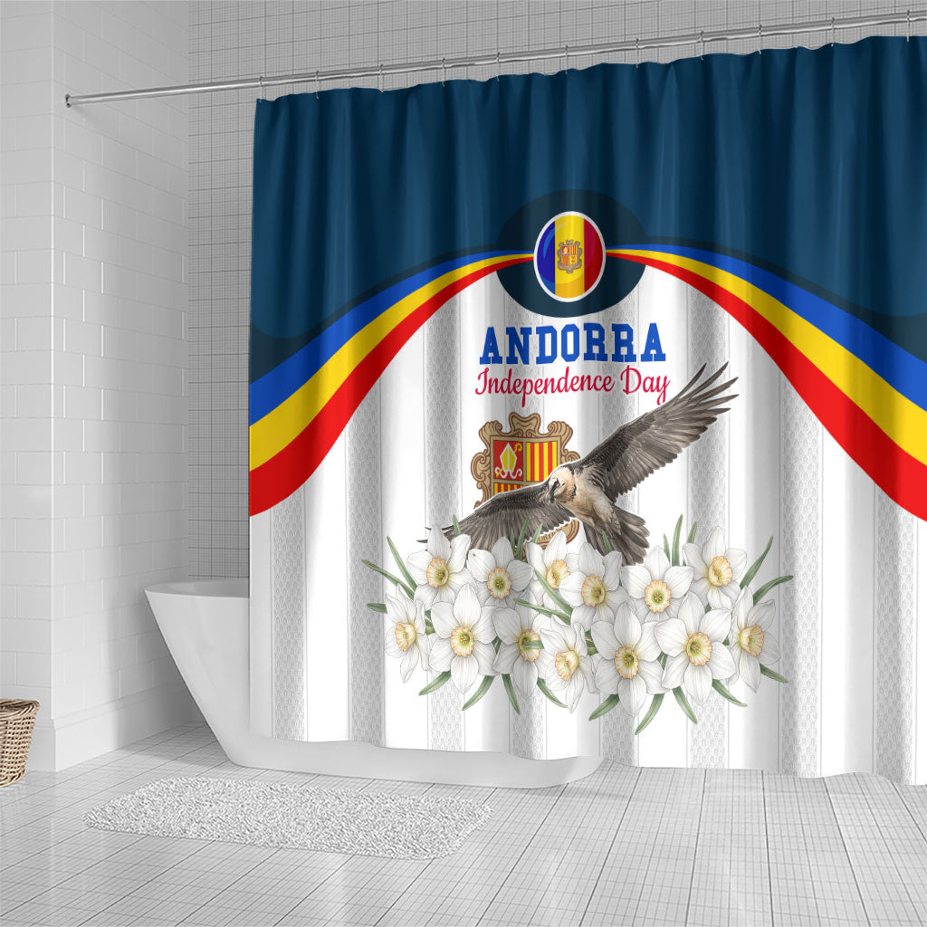Andorra Independence Day Shower Curtain Freedom Grandella Narcissus Falcon Map Flag
