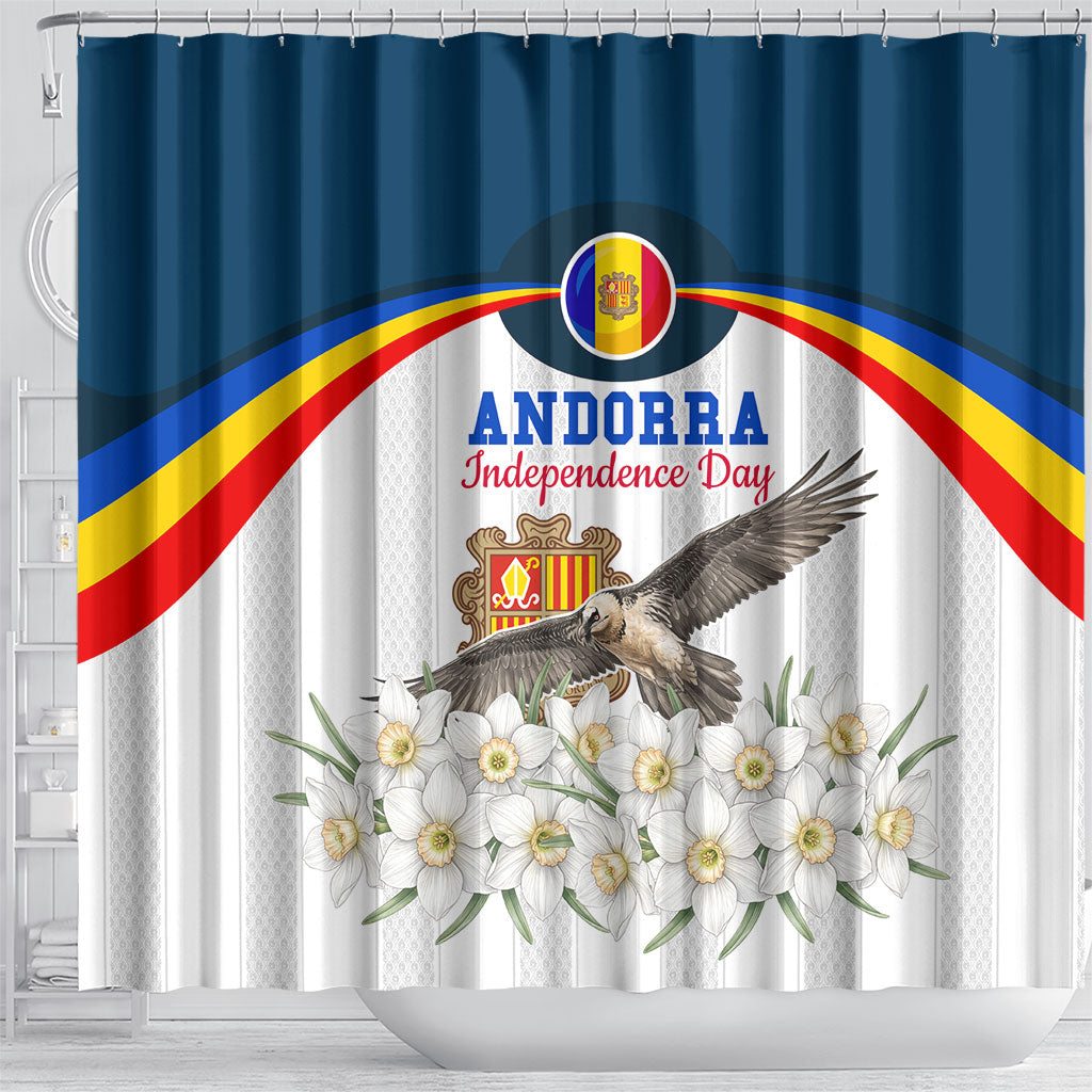 Andorra Independence Day Shower Curtain Freedom Grandella Narcissus Falcon Map Flag