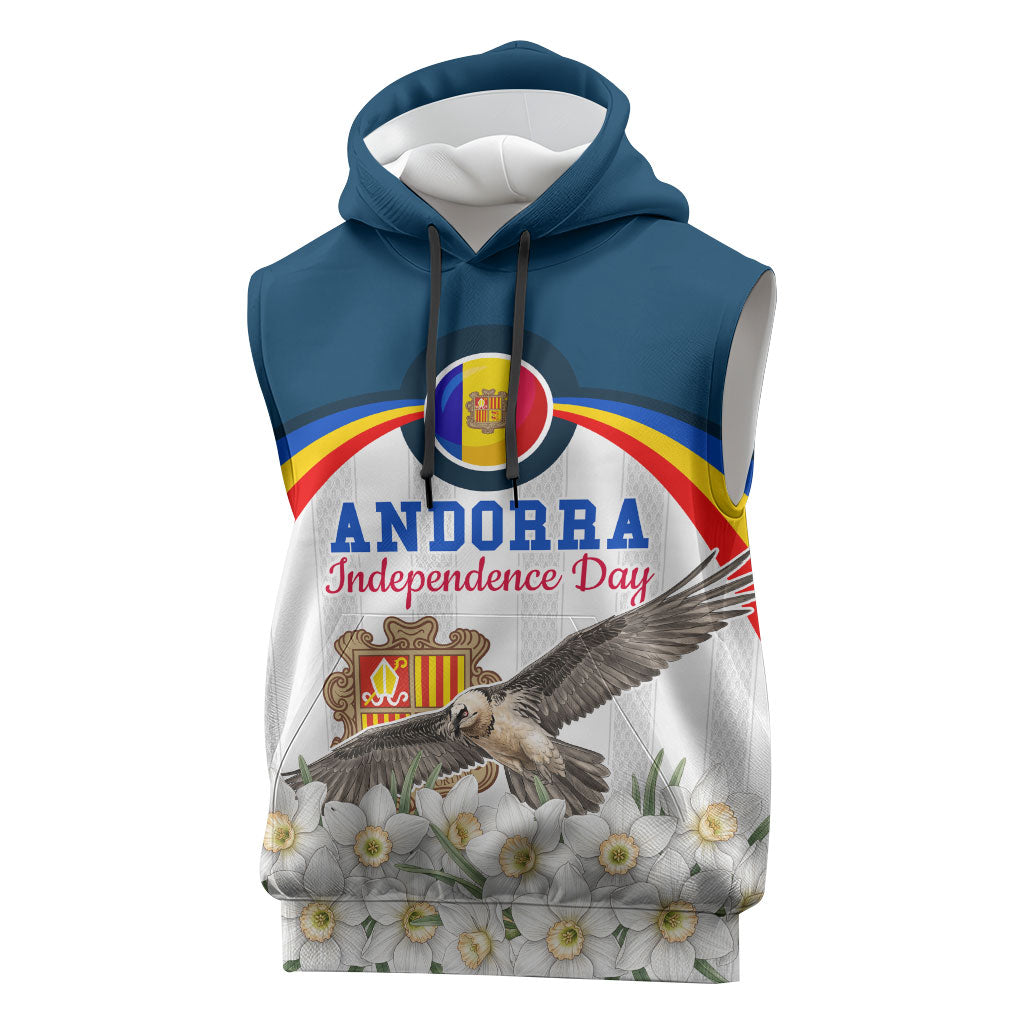 Andorra Independence Day Sleeveless Hoodie Freedom Grandella Narcissus Falcon Map Flag