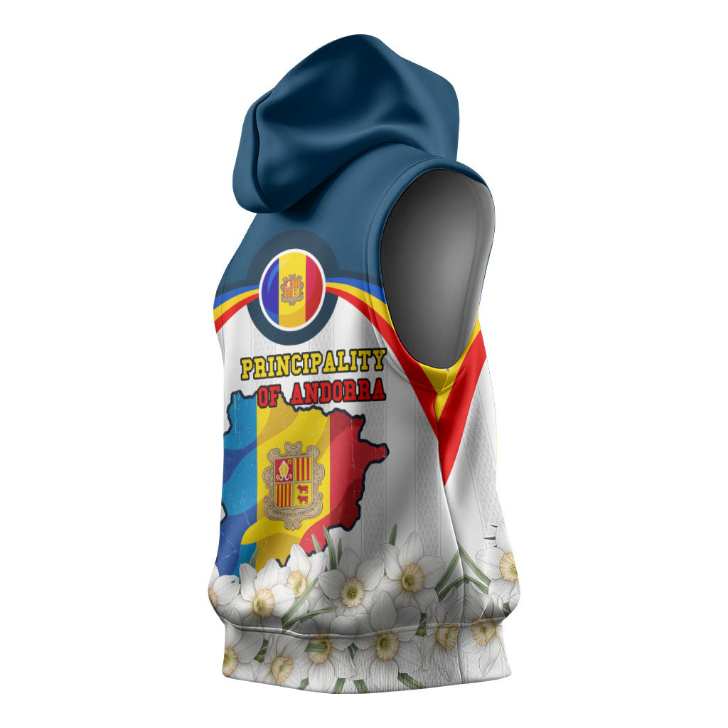 Andorra Independence Day Sleeveless Hoodie Freedom Grandella Narcissus Falcon Map Flag