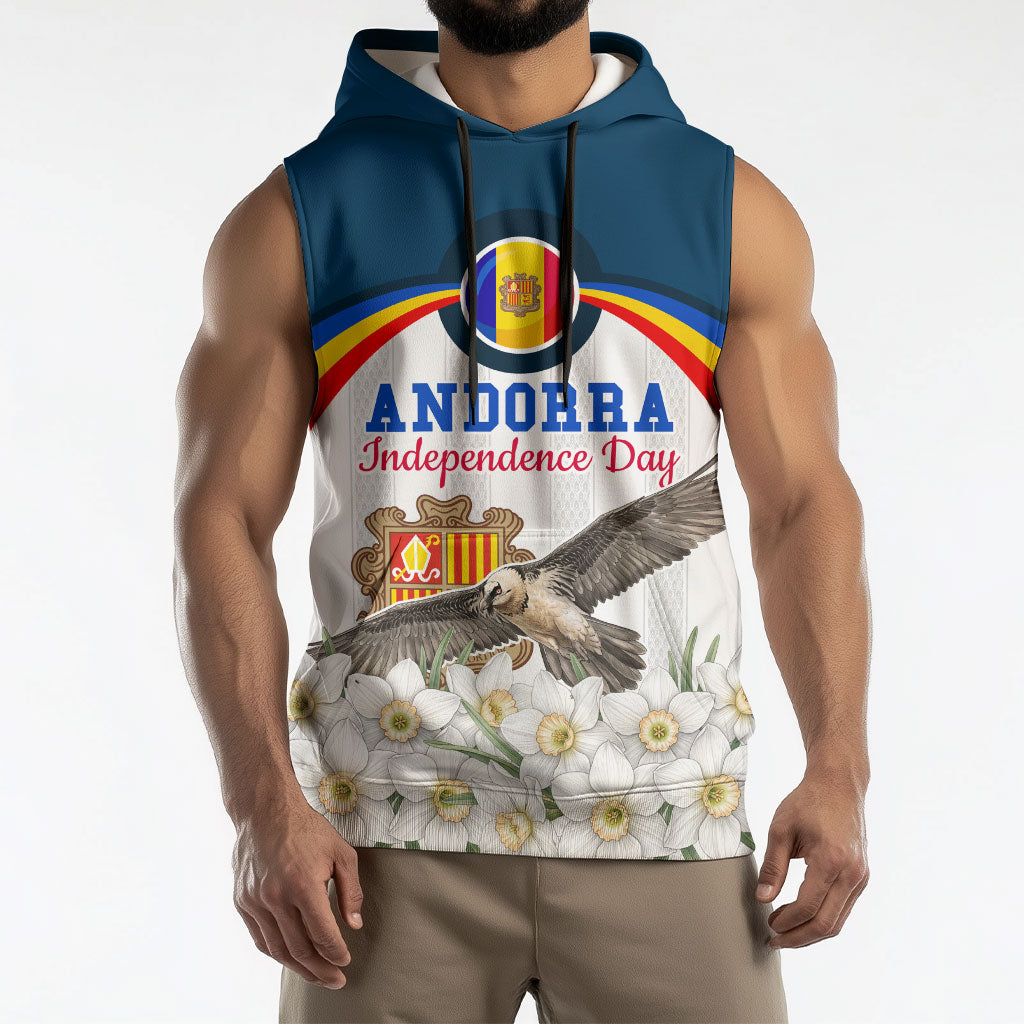 Andorra Independence Day Sleeveless Hoodie Freedom Grandella Narcissus Falcon Map Flag