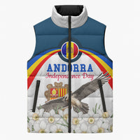 Andorra Independence Day Sleeveless Puffer Jacket Freedom Grandella Narcissus Falcon Map Flag