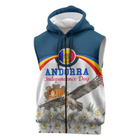 Andorra Independence Day Sleeveless Zip Hoodie Freedom Grandella Narcissus Falcon Map Flag