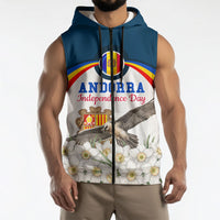 Andorra Independence Day Sleeveless Zip Hoodie Freedom Grandella Narcissus Falcon Map Flag