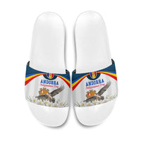 Andorra Independence Day Slide Sandals Freedom Grandella Narcissus Falcon Map Flag
