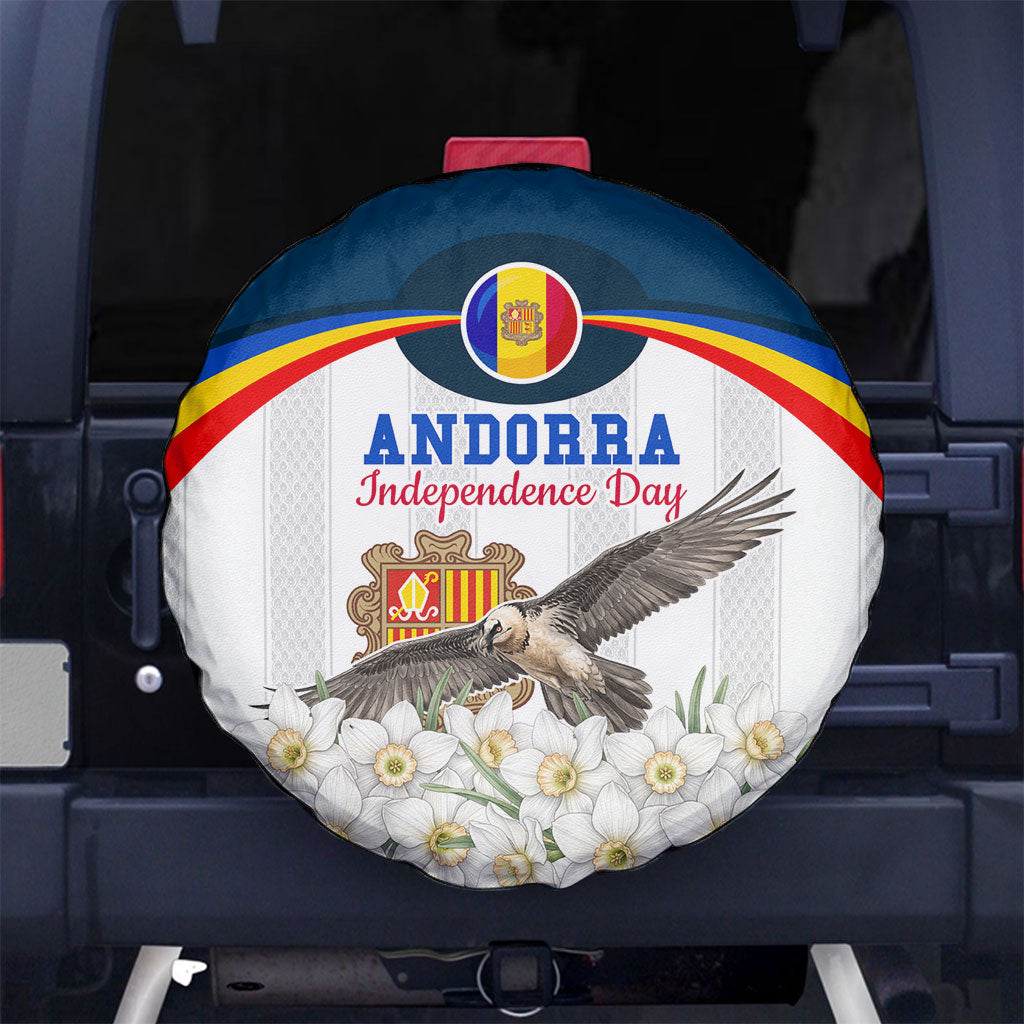 Andorra Independence Day Spare Tire Cover Freedom Grandella Narcissus Falcon Map Flag