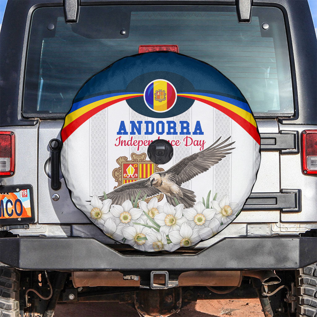 Andorra Independence Day Spare Tire Cover Freedom Grandella Narcissus Falcon Map Flag