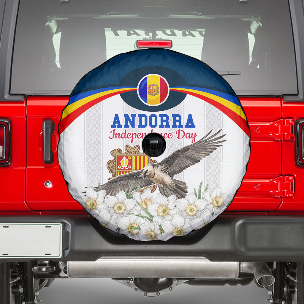 Andorra Independence Day Spare Tire Cover Freedom Grandella Narcissus Falcon Map Flag