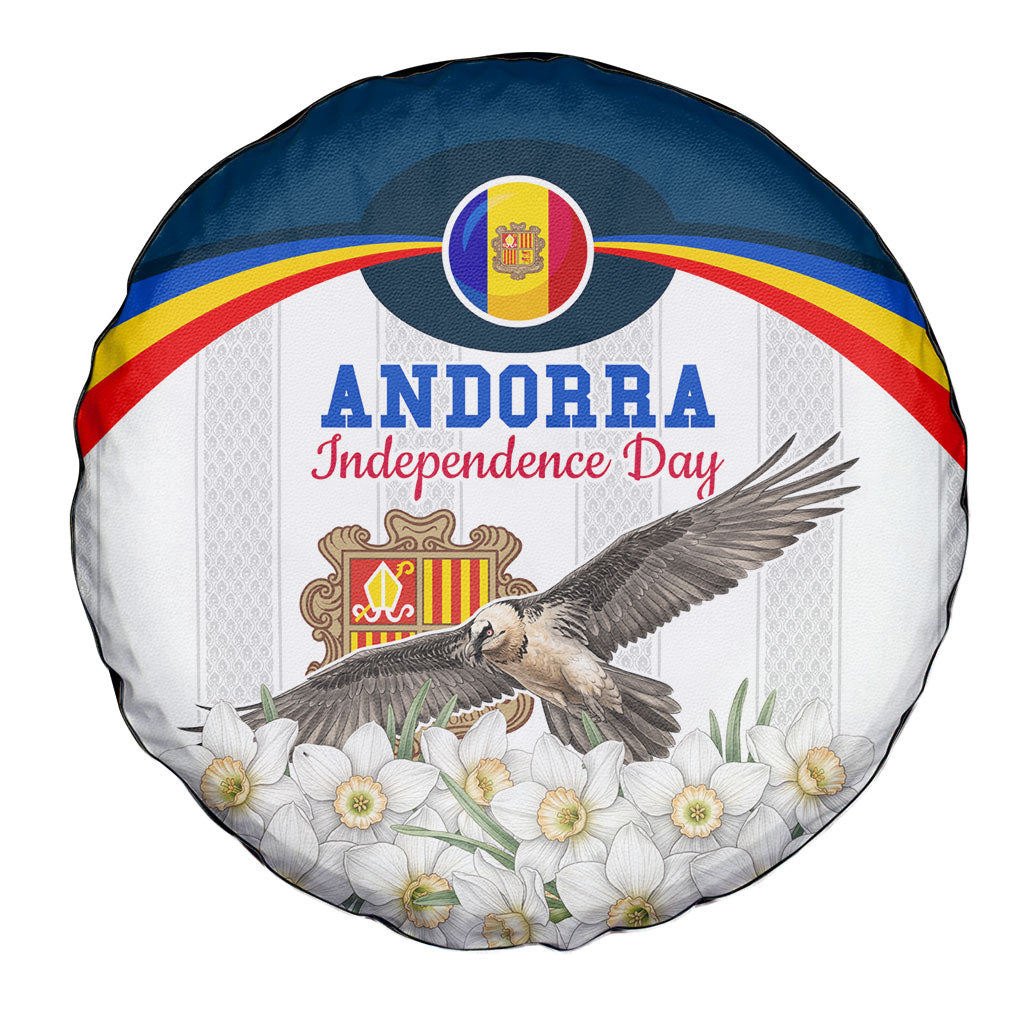 Andorra Independence Day Spare Tire Cover Freedom Grandella Narcissus Falcon Map Flag