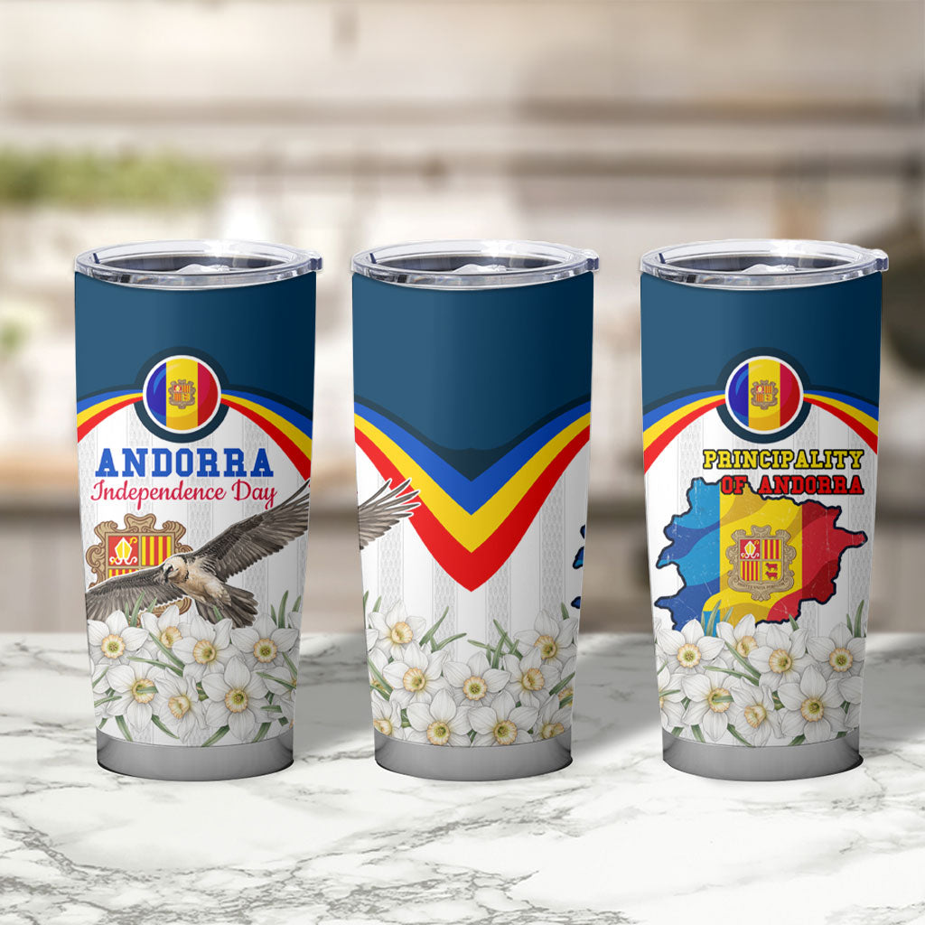 Andorra Independence Day Tumbler Cup Freedom Grandella Narcissus Falcon Map Flag