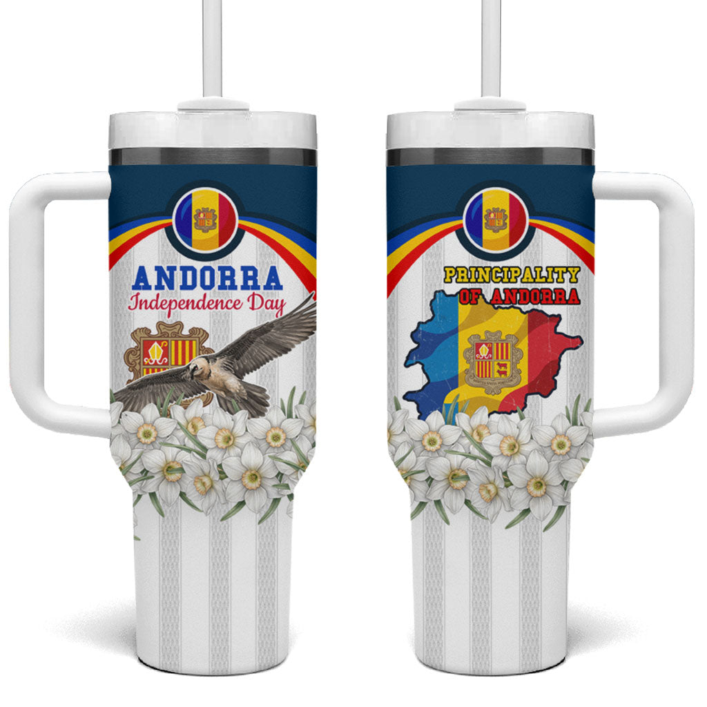 Andorra Independence Day Tumbler With Handle Freedom Grandella Narcissus Falcon Map Flag