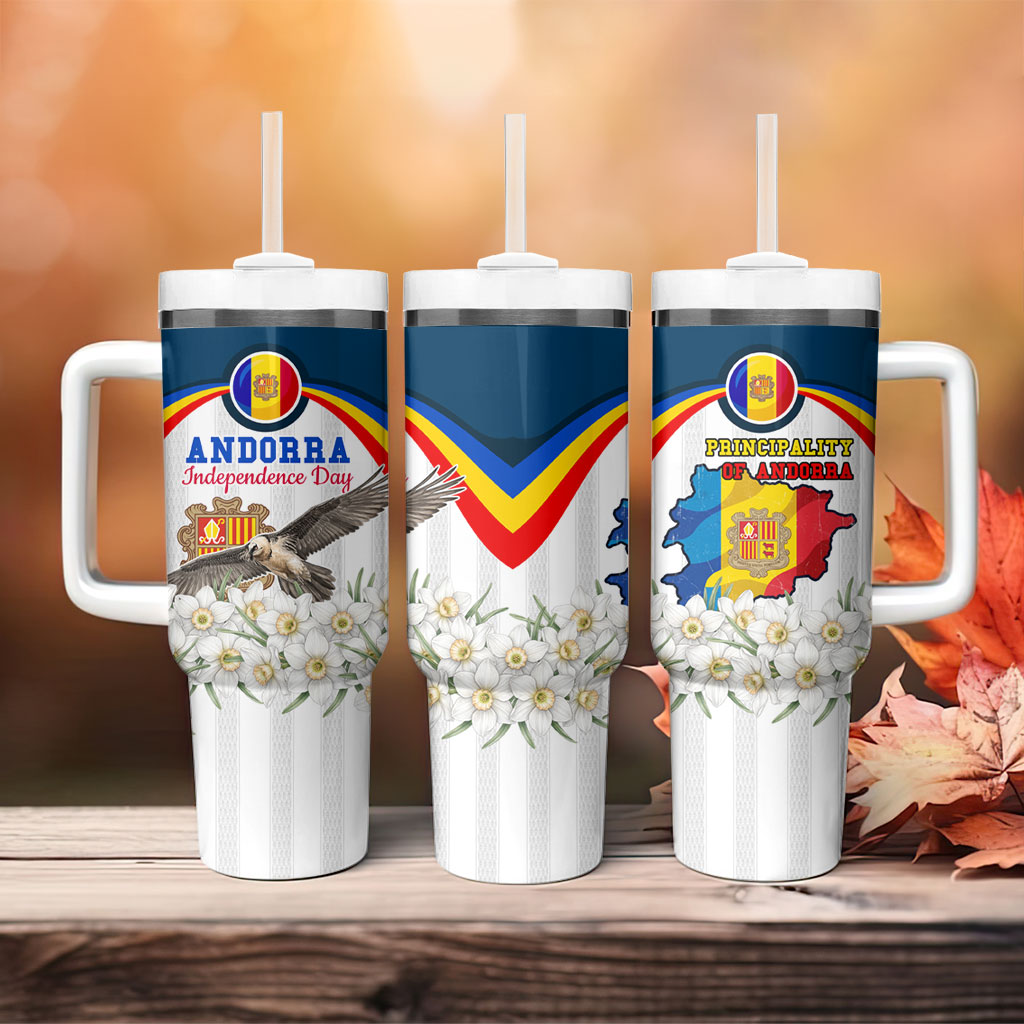 Andorra Independence Day Tumbler With Handle Freedom Grandella Narcissus Falcon Map Flag