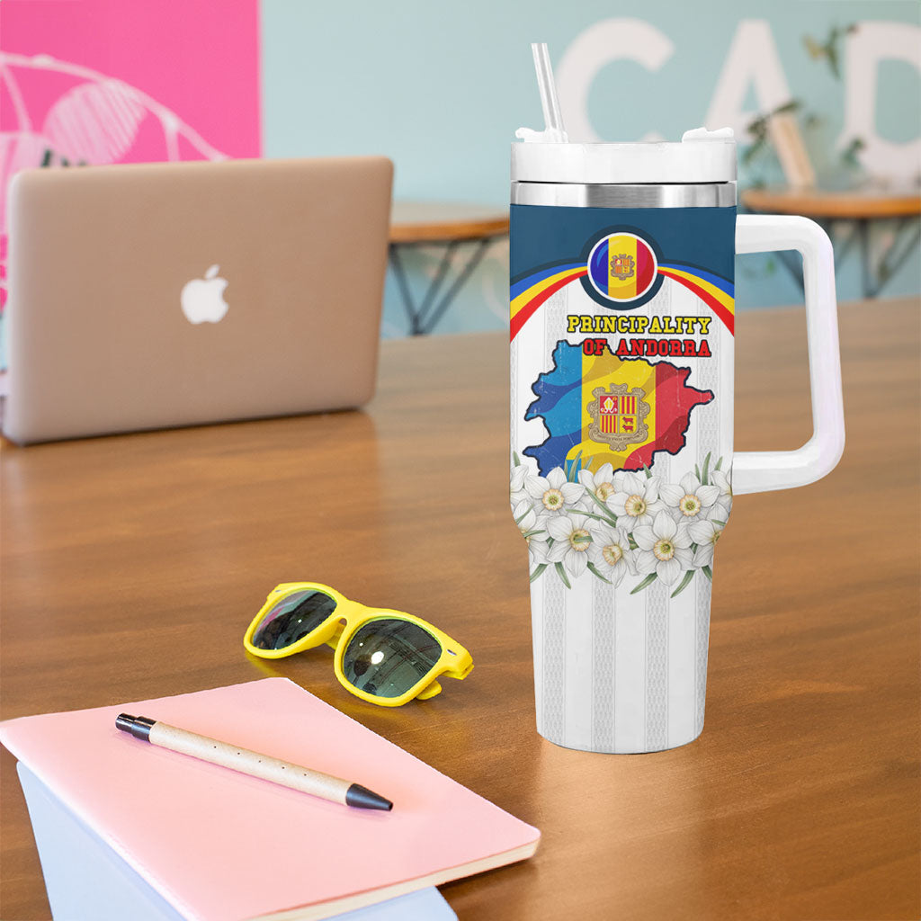 Andorra Independence Day Tumbler With Handle Freedom Grandella Narcissus Falcon Map Flag