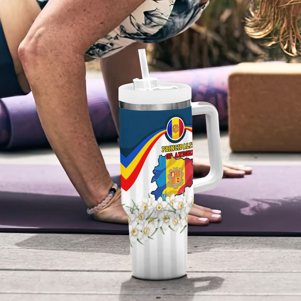 Andorra Independence Day Tumbler With Handle Freedom Grandella Narcissus Falcon Map Flag