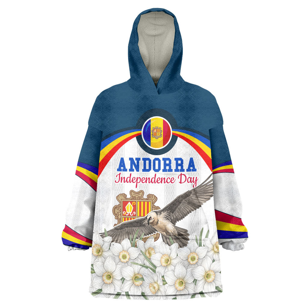 Andorra Independence Day Wearable Blanket Hoodie Freedom Grandella Narcissus Falcon Map Flag