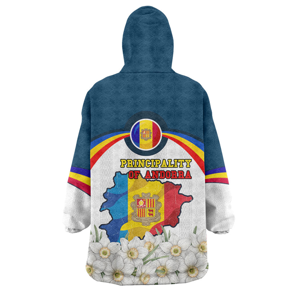 Andorra Independence Day Wearable Blanket Hoodie Freedom Grandella Narcissus Falcon Map Flag