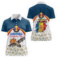 Andorra Independence Day Women Polo Shirt Freedom Grandella Narcissus Falcon Map Flag