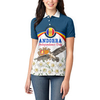 Andorra Independence Day Women Polo Shirt Freedom Grandella Narcissus Falcon Map Flag