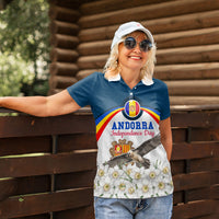 Andorra Independence Day Women Polo Shirt Freedom Grandella Narcissus Falcon Map Flag