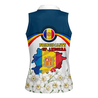 Andorra Independence Day Women Sleeveless Polo Shirt Freedom Grandella Narcissus Falcon Map Flag