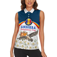 Andorra Independence Day Women Sleeveless Polo Shirt Freedom Grandella Narcissus Falcon Map Flag