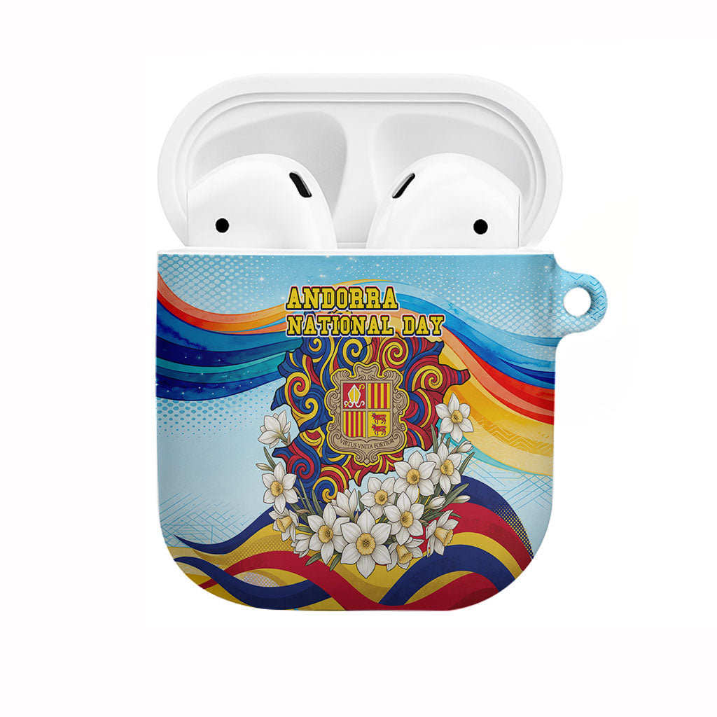Andorra National Day AirPods Case Coat Of Arms Daffodil Flower Cultural Heritage