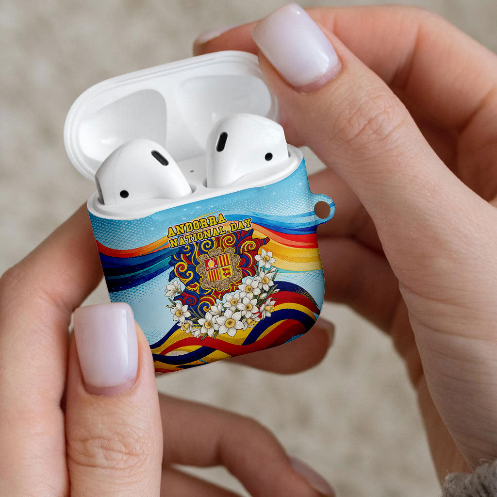 Andorra National Day AirPods Case Coat Of Arms Daffodil Flower Cultural Heritage