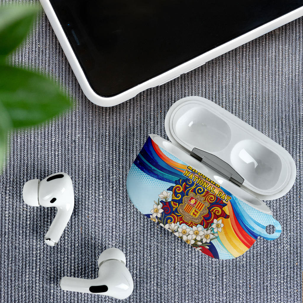 Andorra National Day AirPods Case Coat Of Arms Daffodil Flower Cultural Heritage