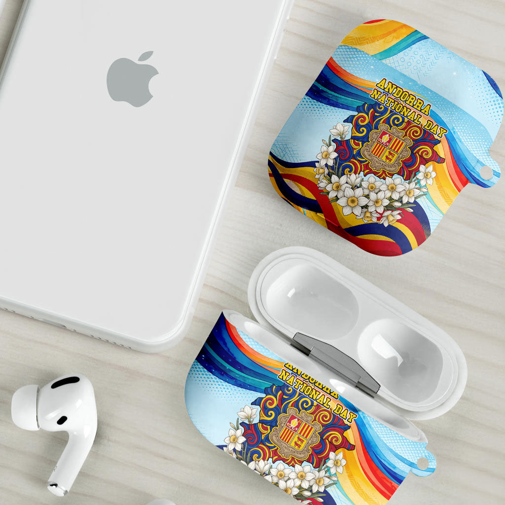 Andorra National Day AirPods Case Coat Of Arms Daffodil Flower Cultural Heritage
