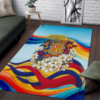 Andorra National Day Area Rug Coat Of Arms Daffodil Flower Cultural Heritage