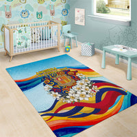 Andorra National Day Area Rug Coat Of Arms Daffodil Flower Cultural Heritage