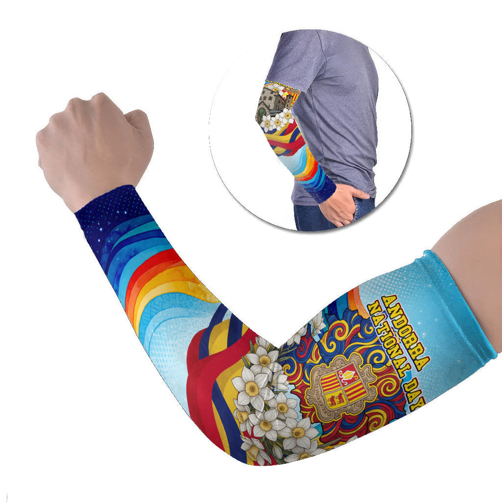 Andorra National Day Arm Sleeves Coat Of Arms Daffodil Flower Cultural Heritage