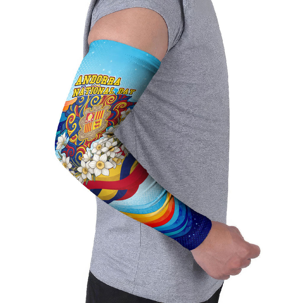 Andorra National Day Arm Sleeves Coat Of Arms Daffodil Flower Cultural Heritage