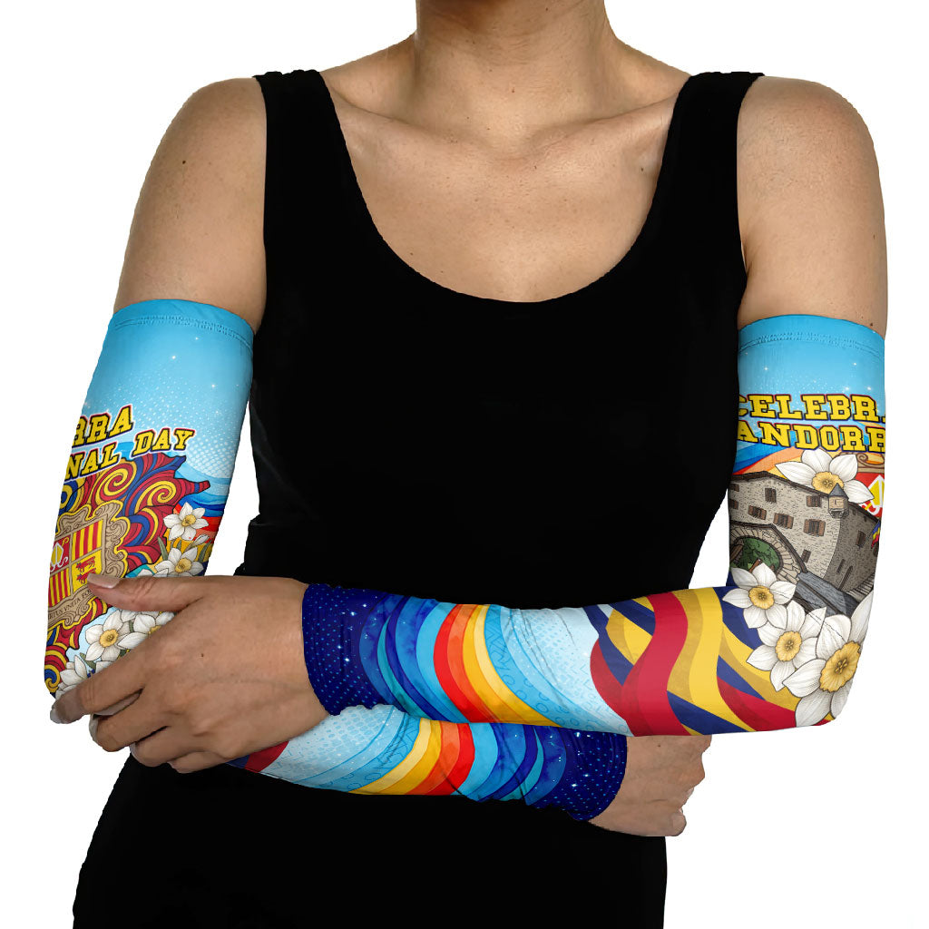 Andorra National Day Arm Sleeves Coat Of Arms Daffodil Flower Cultural Heritage