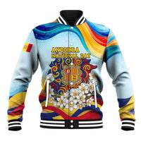 Andorra National Day Baseball Jacket Coat Of Arms Daffodil Flower Cultural Heritage
