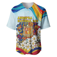 Andorra National Day Baseball Jersey Coat Of Arms Daffodil Flower Cultural Heritage