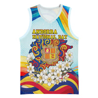 Andorra National Day Basketball Jersey Coat Of Arms Daffodil Flower Cultural Heritage