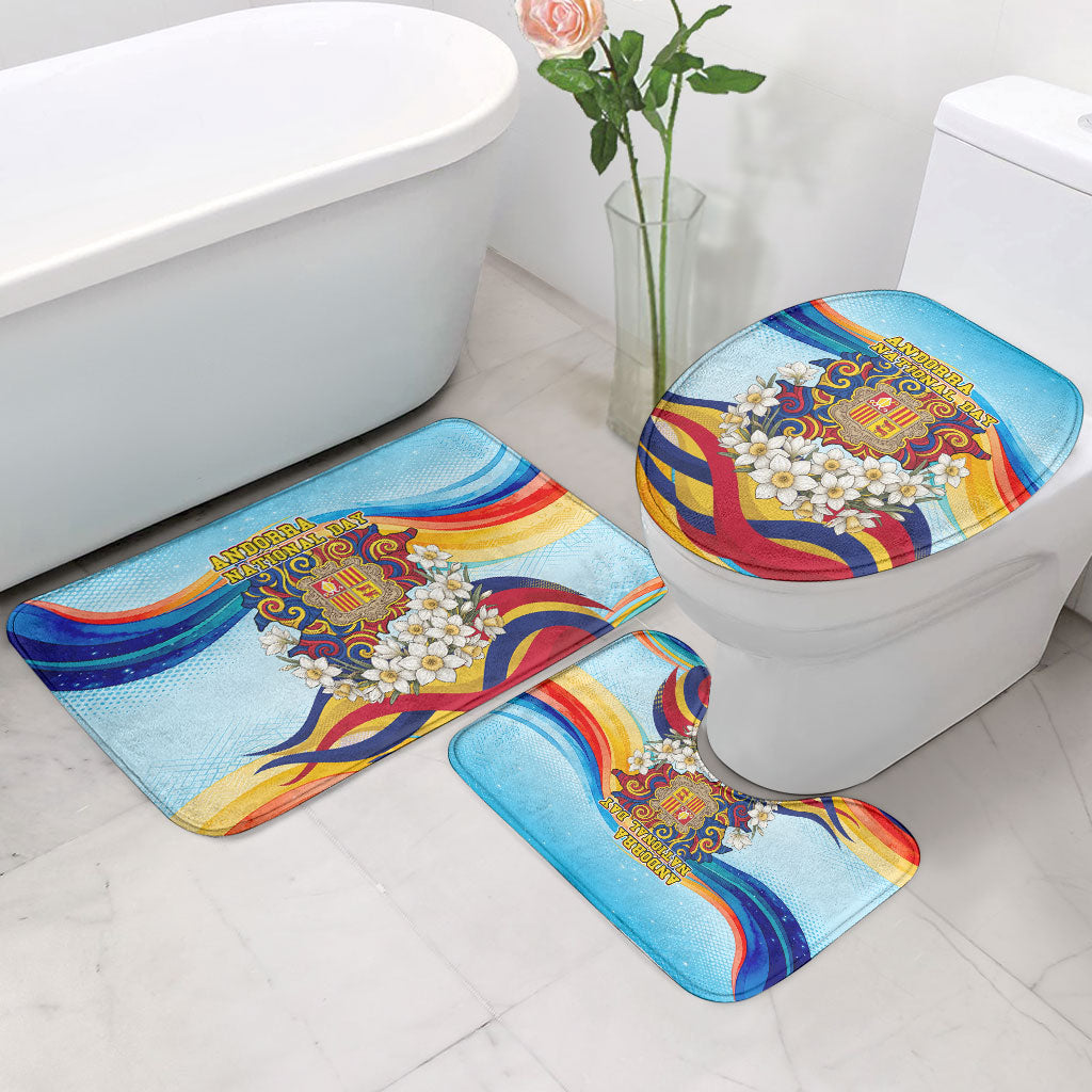 Andorra National Day Bathroom Set Coat Of Arms Daffodil Flower Cultural Heritage