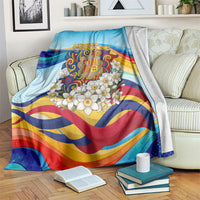 Andorra National Day Blanket Coat Of Arms Daffodil Flower Cultural Heritage
