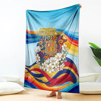 Andorra National Day Blanket Coat Of Arms Daffodil Flower Cultural Heritage