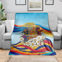 Andorra National Day Blanket Coat Of Arms Daffodil Flower Cultural Heritage