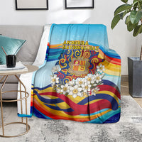 Andorra National Day Blanket Coat Of Arms Daffodil Flower Cultural Heritage