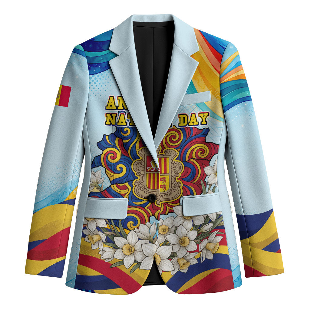 Andorra National Day Blazer Coat Of Arms Daffodil Flower Cultural Heritage